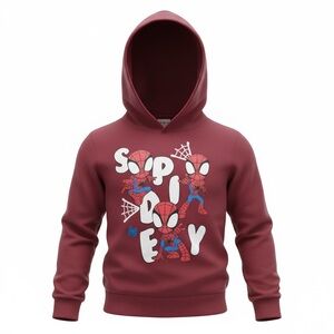 Marvel Spider-Man Kids Hoodie Size 4T Burgundy Pullover Sweatshirt